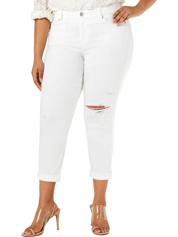 Plus Womens Denim Mid-Rise Girlfriend Jeans Flash Sale Clothing