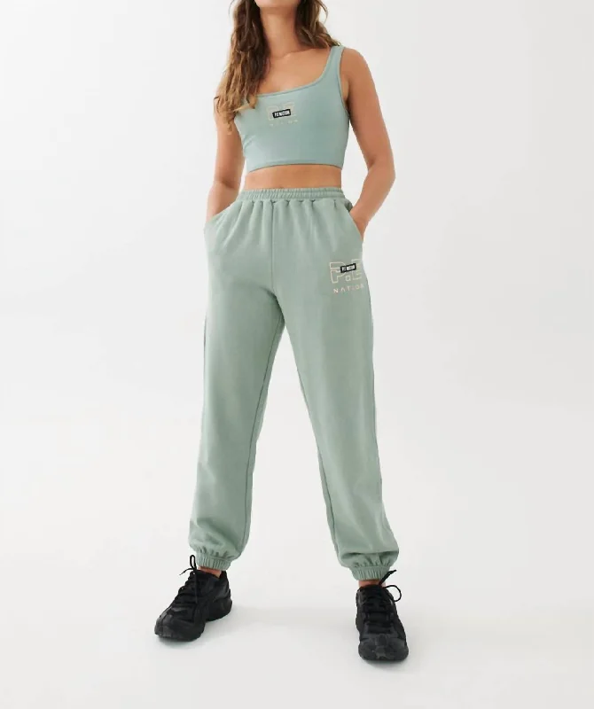 Grand Stand Track Pant In Iceberg Green Women's Clothes And Apparel