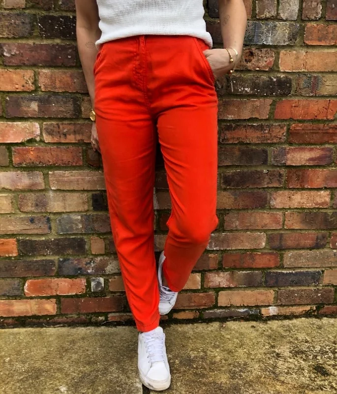 Orange Tencel Trousers Seconds Women's Clothes Online Shopping