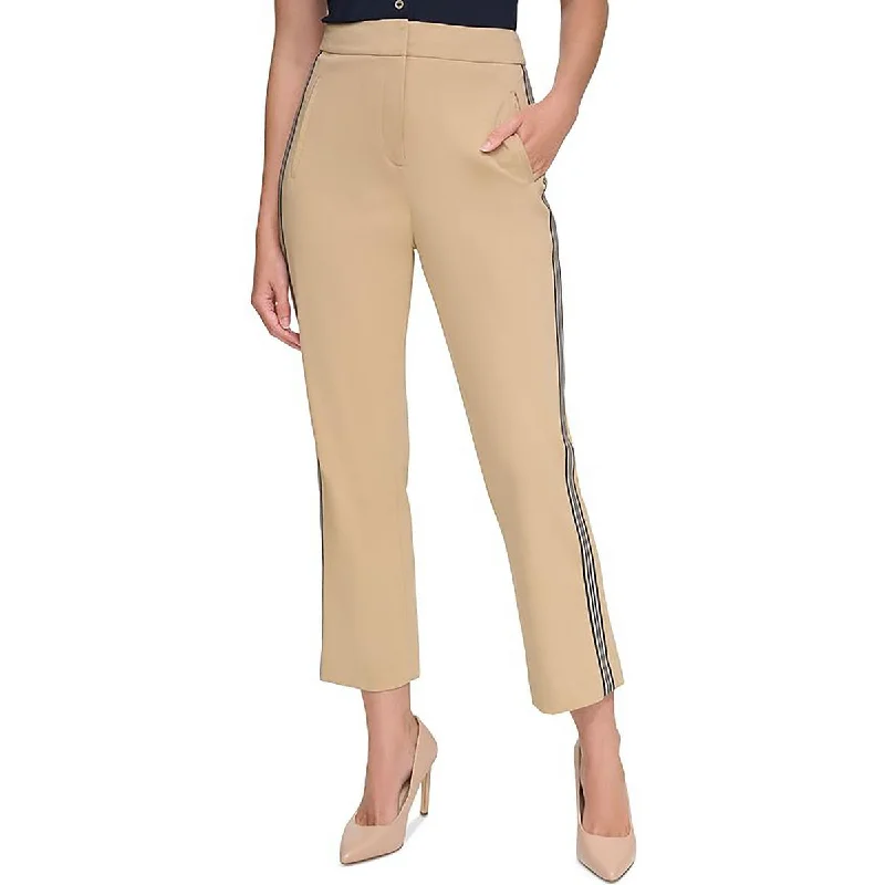 Womens Faux Front Pockets Pin Strip Down the side Ankle Pants Women's Athletic Outfit