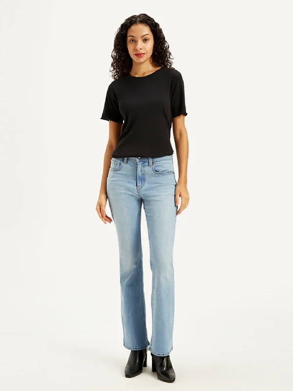 Women's High Rise 725 Slim Bootcut Fit Light Blue Jeans Best Online Boutiques