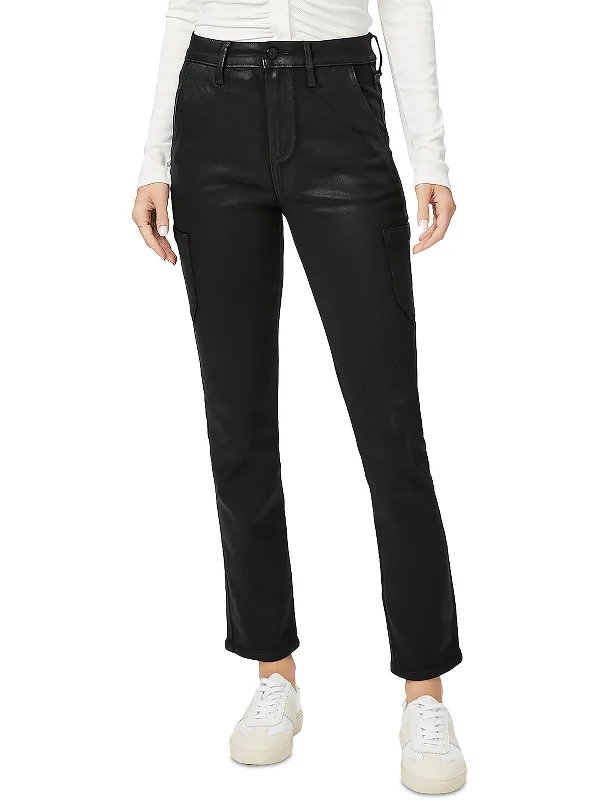 Jolie Womens Coated High Rise Cargo Pants Flash Sale Online