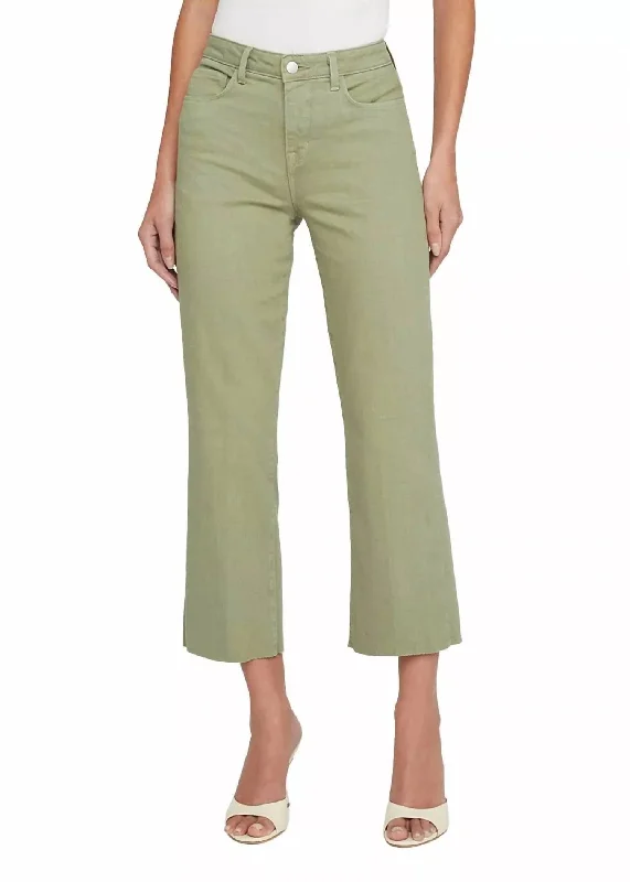 Wanda High Rise Crop Wide Leg Jean In Soft Army Women's Attire