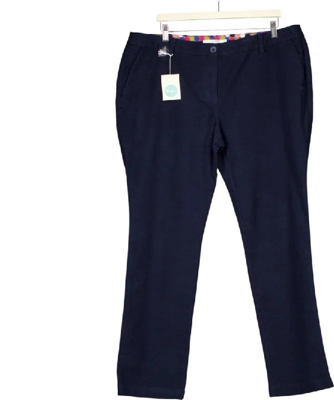 Boden Blue Cotton Straight Leg Trousers UK 20 Women's Stylish Professional Apparel