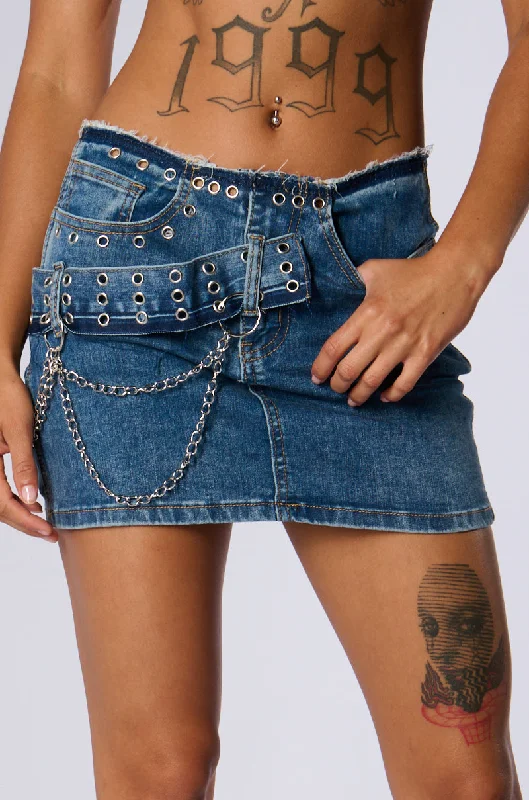 JUST WANNA ROCK DENIM MINI SKIRT Fashion-forward Women's Wear