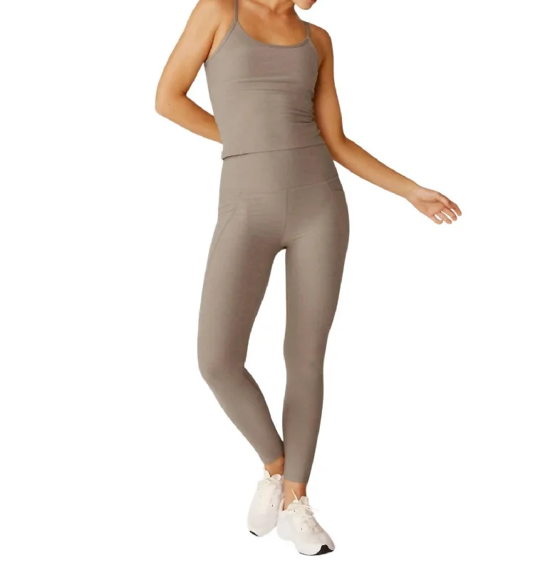 Spacedye Out Of Pocket High Waisted Midi Legging In Birch Heather Best Online Boutiques