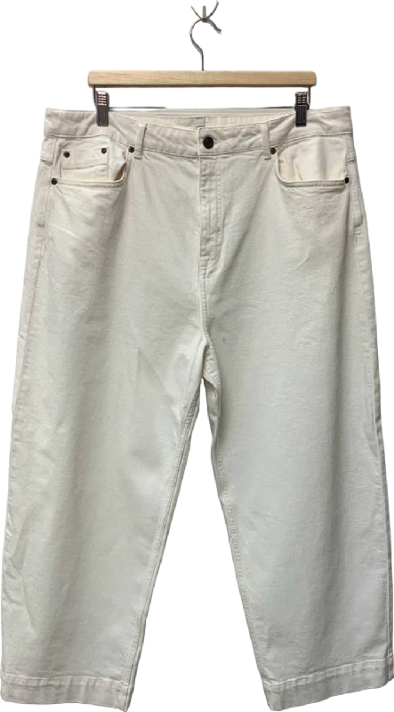 John Lewis White Cropped Trousers UK 18 Women's Stylish Professional Garments