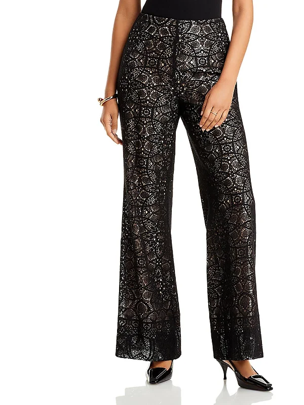 Piper Womens Lace Sequined Wide Leg Pants Women's Casual and Dressy Outfits