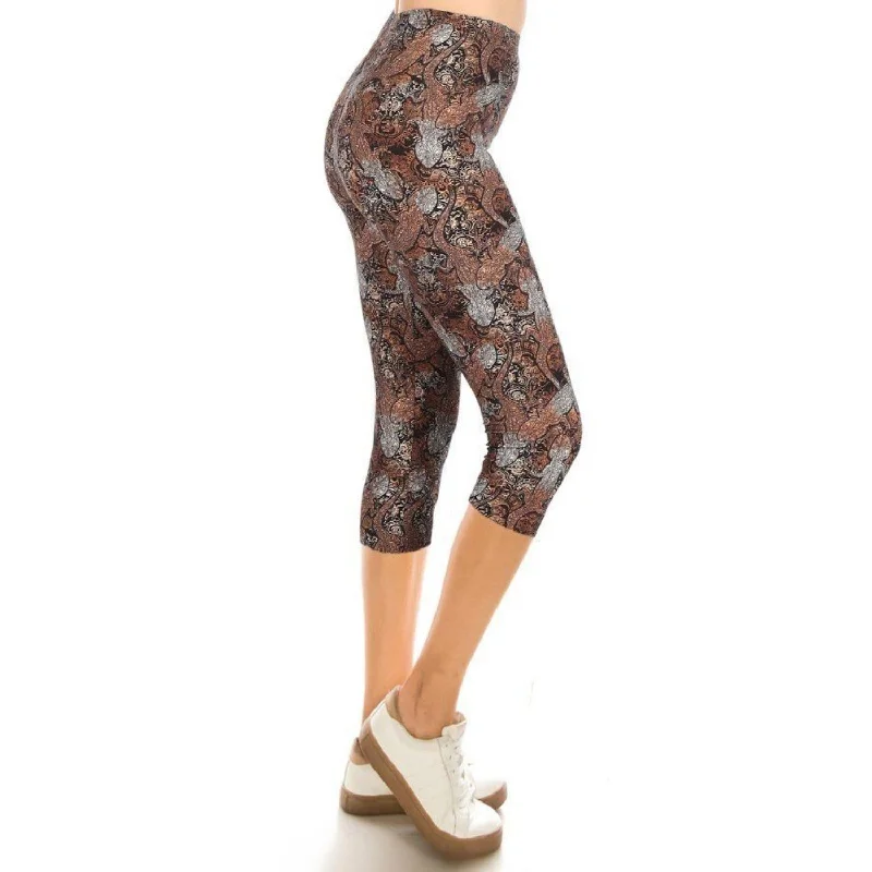 Printed, High Waisted, Capri Leggings With An Elasticized Waist Band Flash Sale Online