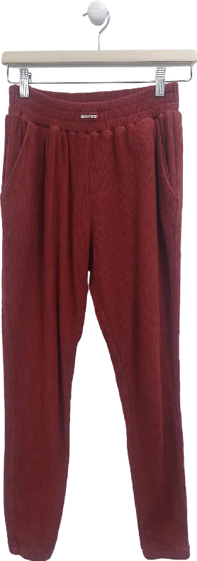 Bo + Tee Red Ribbed Cuffed Jogger UK XS Women's Evening Wear