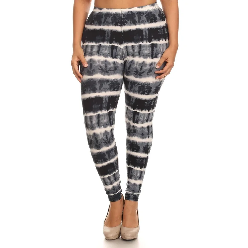 Plus Size Tie Dye Print, Full Length Leggings In A Fitted Style With A Banded High Waist Clothing Store