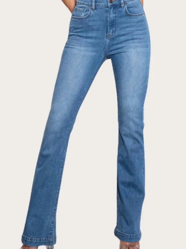 High-Rise Heart Back Bootcut Jeans In Medium Stone Women's High-Fashion Apparel