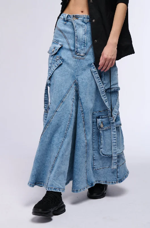 SOLANGE CARGO DENIM MAXI SKIRT Women's Casual Clothing For Lounging