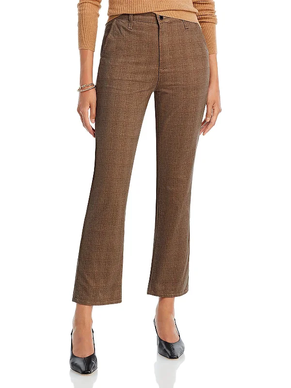 Womens Plaid Cropped Flared Pants Women's Elegant Evening Outfit