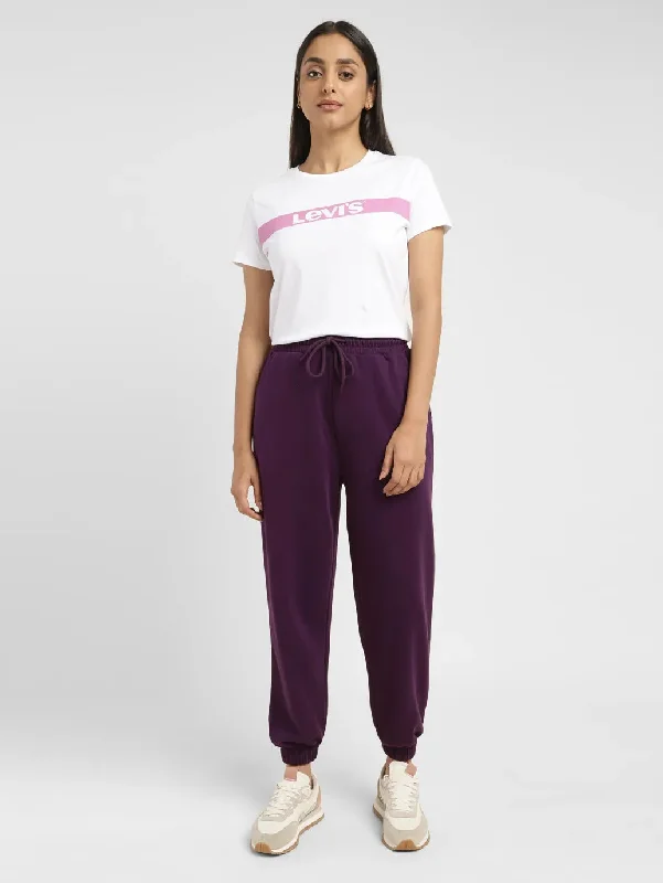 Women's High Rise Purple Regular Fit Joggers Women's Night-Out Outfit