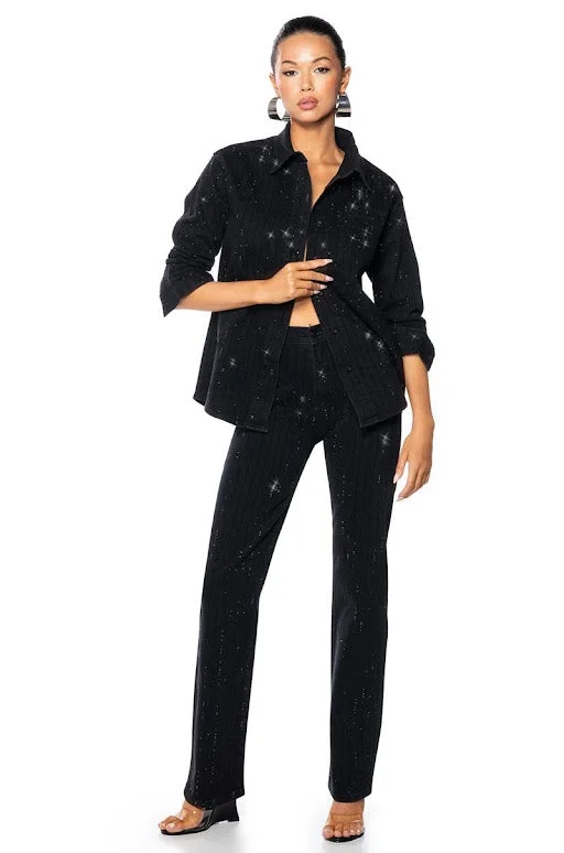 DIAMOND IN THE ROUGH EMBELLISHED JEAN Stylish Women's Outerwear Apparel