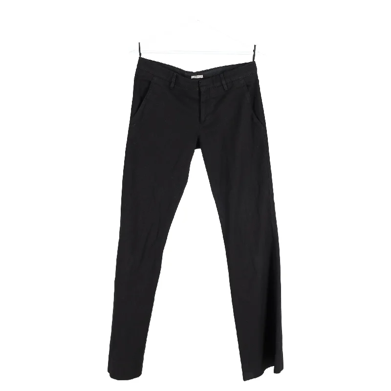 Miu Miu Low Waist Trousers in Black Cotton Fashion-forward Women's Wear