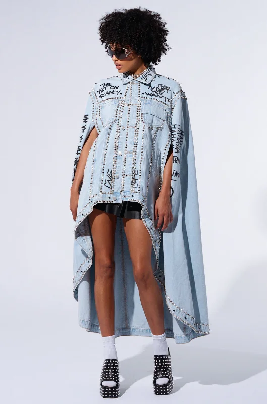 RHYTHM OF THE NIGHT DENIM CAPE Flash Discount