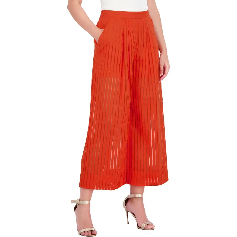 Womens Sheer Striped Wide Leg Pants Comfortable Casual Wear