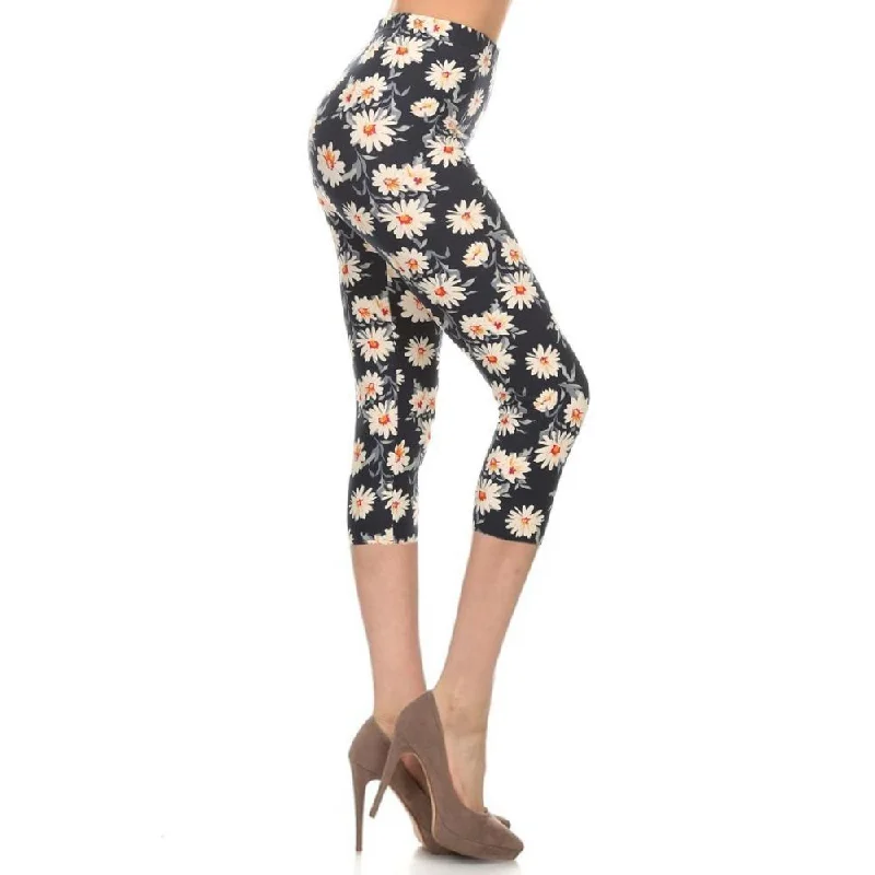 Multi-color Print, Cropped Capri Leggings In A Fitted Style With A Banded High Waist Women's Clothing Online Sale