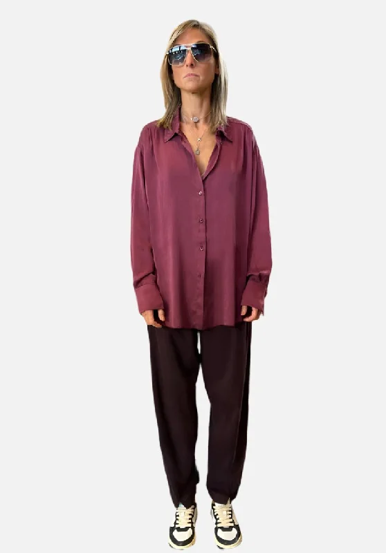 Comfort Fit Trousers - Burgundy Women's Comfy Loungewear Outfit