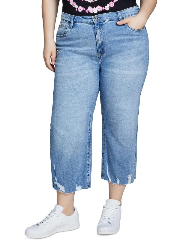 Plus The Darling Womens High Rise Wide Leg Cropped Jeans Modern Women's Wardrobe Essentials