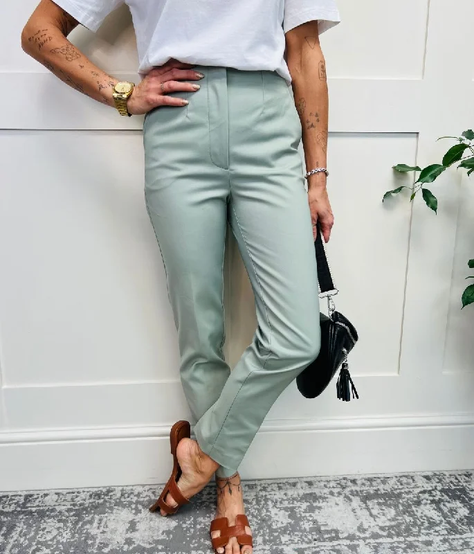 Sage Slim Fit Ankle Grazer Trousers Holiday Special Offers