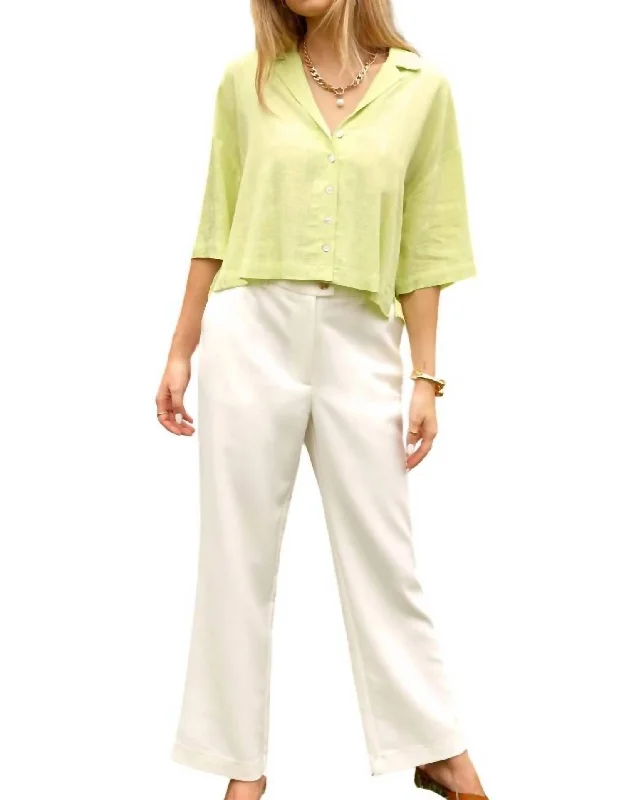 Alec High Waist Trouser In White Comfortable Women's Attire