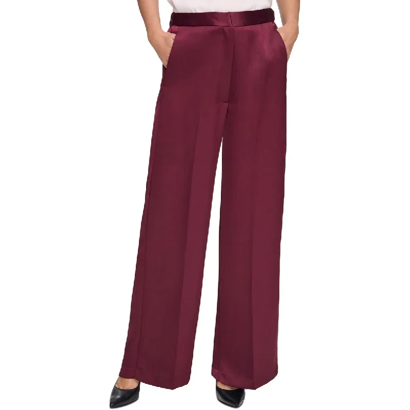 Womens Wide Leg Satin Wide Leg Pants Women's Elegant Outfit