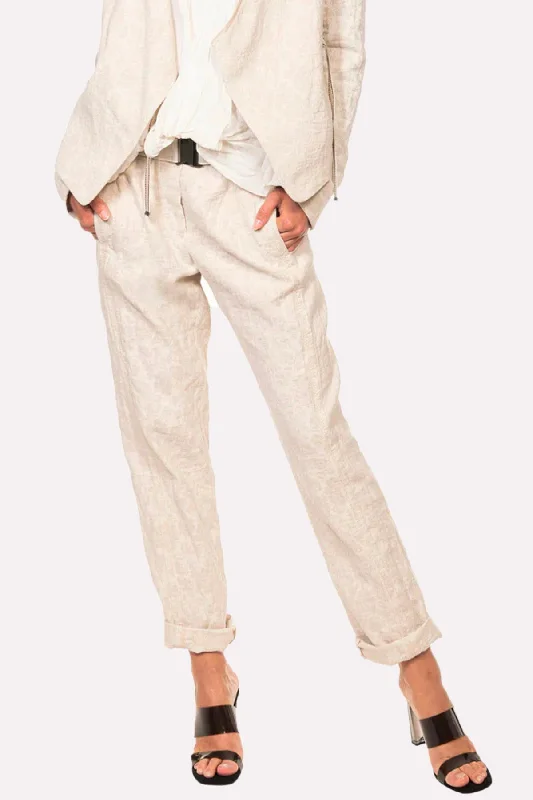 Belted Pants - Linen Women's Elegant Apparel