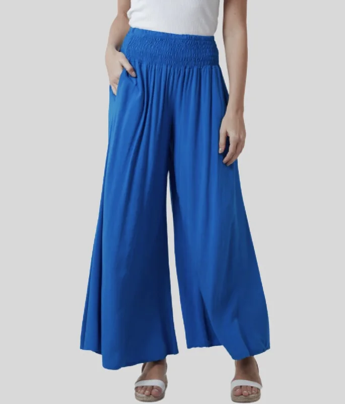 Blue Culotte Trousers Minimalist Style