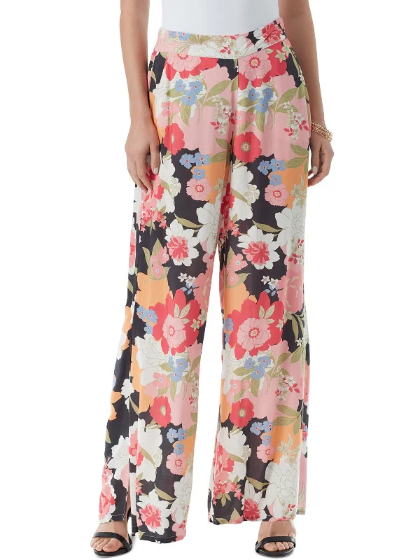 Womens Floral Print Elastic Wide Leg Pants Affordable Women's Outfit