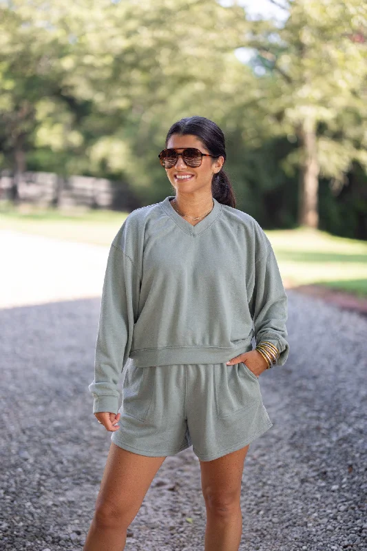 Everyday Perfection Washed Pistachio Sweatshirt Women's Transitional Garments