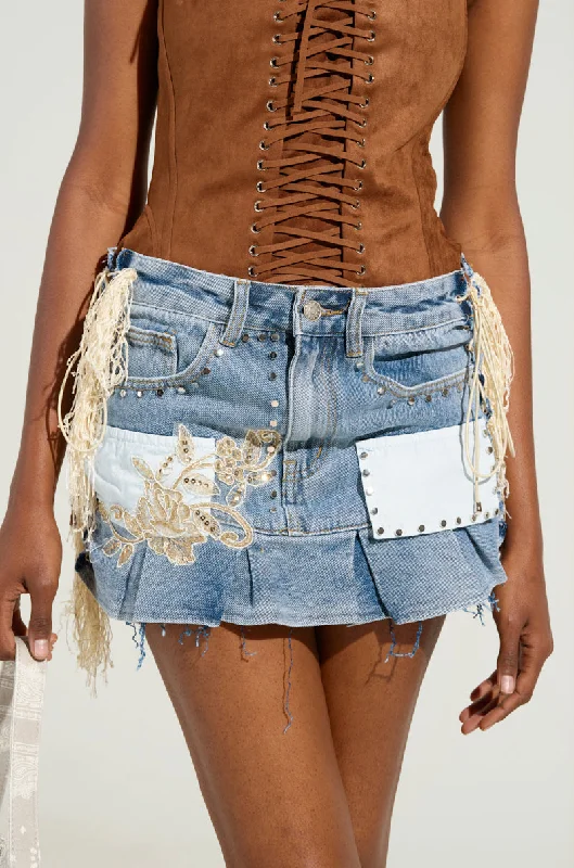 DREAM CATCHER LIGHT BLUE DENIM MINI SKIRT Women's Professional Clothes