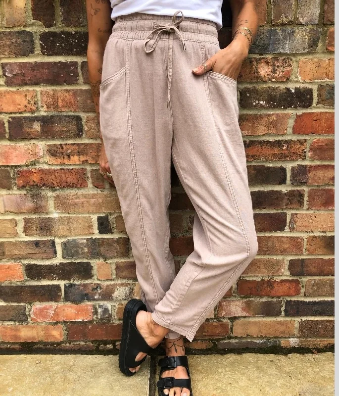 Oatmeal Linen Blend Tapered Trouser Trendy Boutique Online