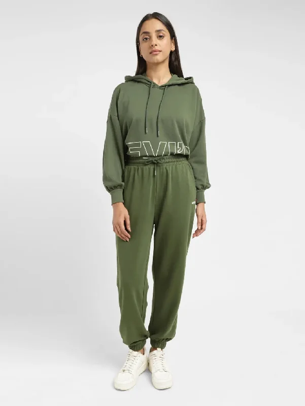 Women's High Rise Green Regular Fit Joggers Modern Women's Outfit