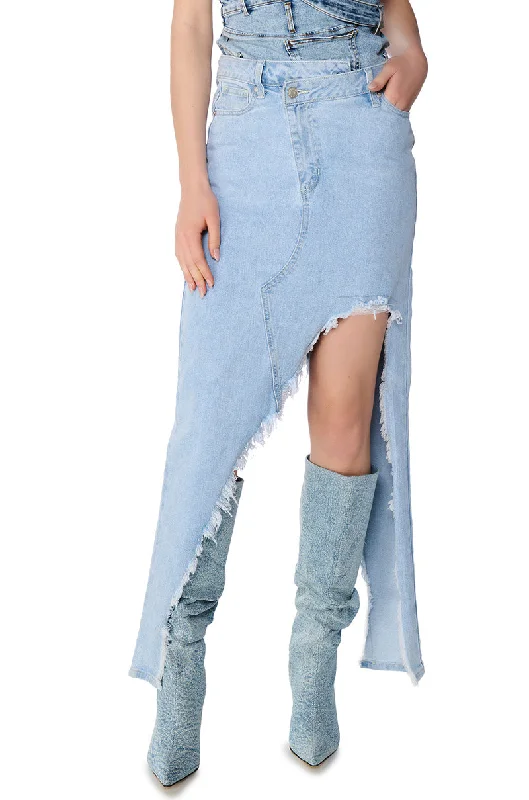 JUST WANNA DANCE HIGH LOW DENIM SKIRT Women's Casual Apparel For Weekends