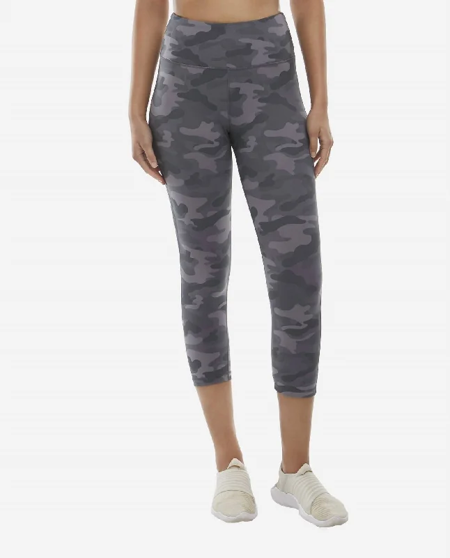 Mid-Rise Camo Cropped Leggings In Grey Camo Print Women's Clothing Stores