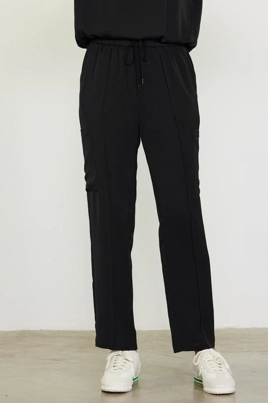 Silklike Perfection Black Cargo Pants Women's Evening Clothing