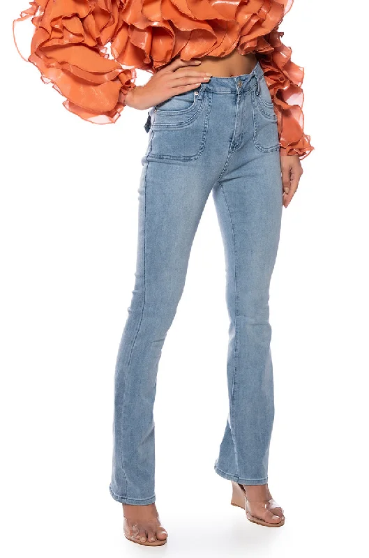 MYSTERY IN YOUR MIND LOW RISE FLARE JEANS Charming Women's Outfit For Special Occasions