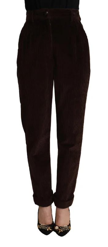 Dolce & Gabbana Elegant  High-Waisted Corduroy Women's Pants Women's High-Fashion Attire